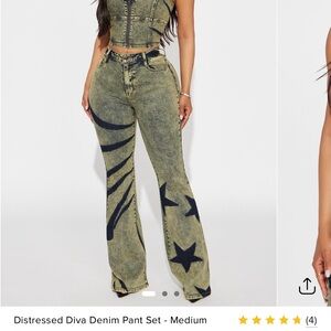 Fashion Nova Blue and Black Boot Cut Flare Pants